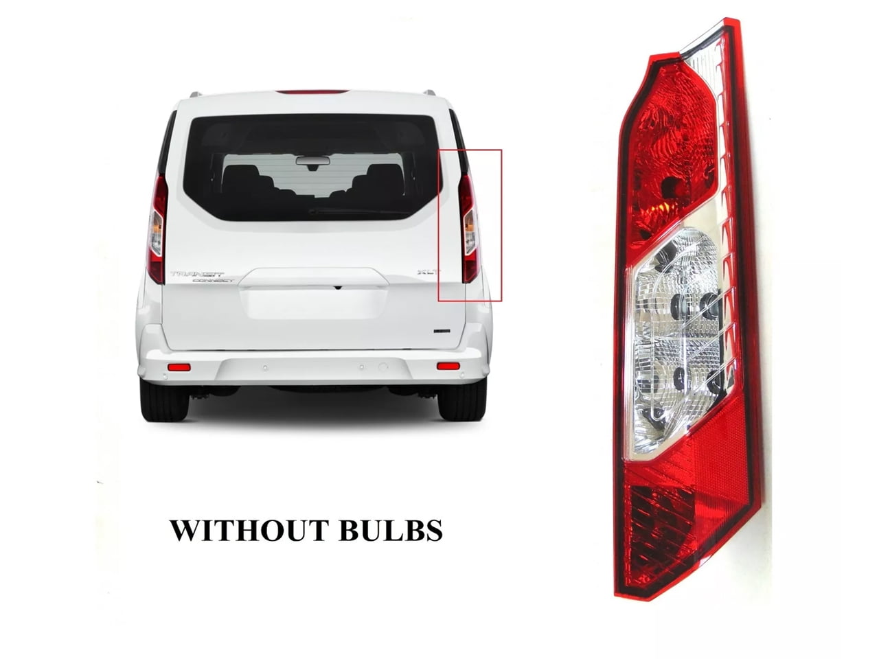 Left Rear Tail Light Assembly For 2014-2023 Ford Transit Connect (Driver Side) - No Bulbs Included