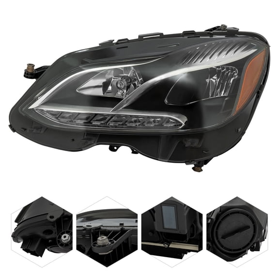 For 2014 2015 2016Mercedes-Benz E-Class W212 LED+Halogen Front Headlight Assembly w/AFS, Left Driver Side Headlight Headlamp [LED Low Beam/Halogen High Beam], 128202239 (Driver Side)