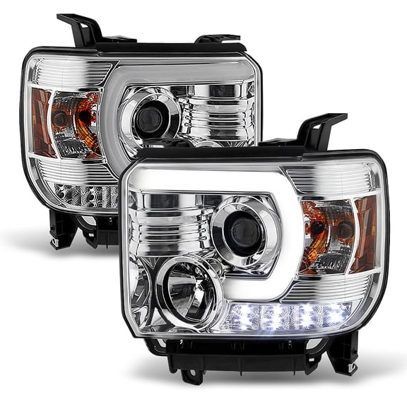 2014-2015 GMC Sierra 1500 15-19 2500 3500HD LED Tube Chrome Projector Headlights