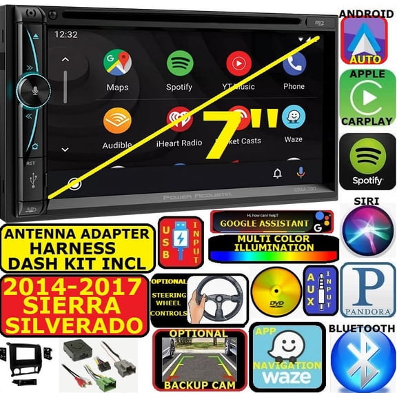 2014-2017 GMC SIERRA SAVANA GPS NAVIGATION APPLE CARPLAY ANDROID AUTO BLUETOOTH CD/DVD USB AUX CAR RADIO STEREO