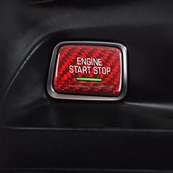 2014-2019 C7 Corvette & 2016-2024 Camaro Ignition Start-Stop Button Overlay Carbon Fiber Red