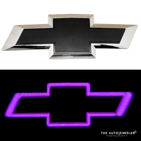 Chevy Silverado RGB Illuminated Grille Emblem - Chrome/Black Bowtie