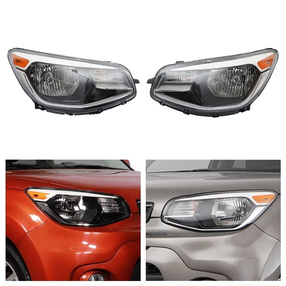 For 2014 - 2019 Kia Soul Front Halogen Headlight Set,PC+PP+ABS Material,Includes Turn Signal & Side Marker Lights,Direct Replacement,Safe Driving