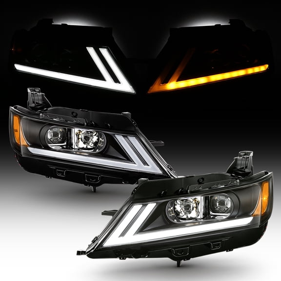 2014-2020 Chevy Impala LED DRL SWITCHBACK Black Projector Headlights Headlamps