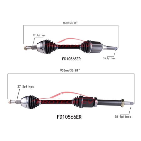 2014-2020 for Ford Trt Connect CV Drive Axle Shaft - Front Left & Right, for FWD/Auto, ABS Joint, 3-Year Warranty (171341)
