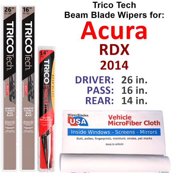 2014 Acura RDX Beam Blade Wipers (Set of 3) w/Rear Wiper