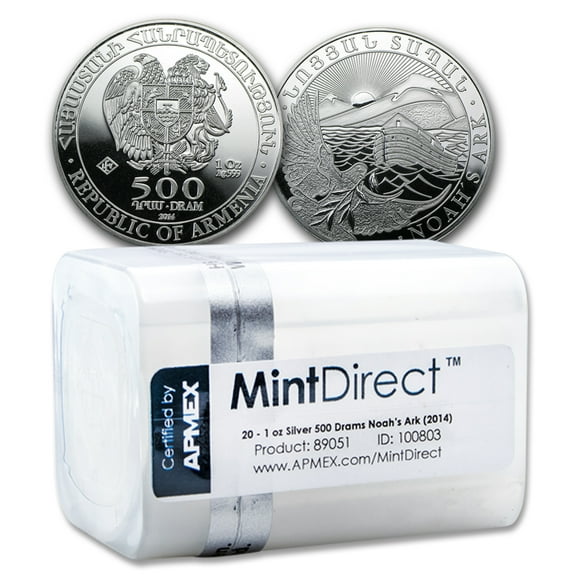 2014 Armenia 1 oz Silver Noahs Ark (20-Coin MintDirect Tube)