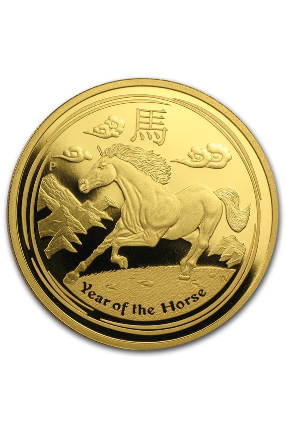2014 Australia 1 oz Gold Lunar Horse Prf (SII, w/Box and COA)