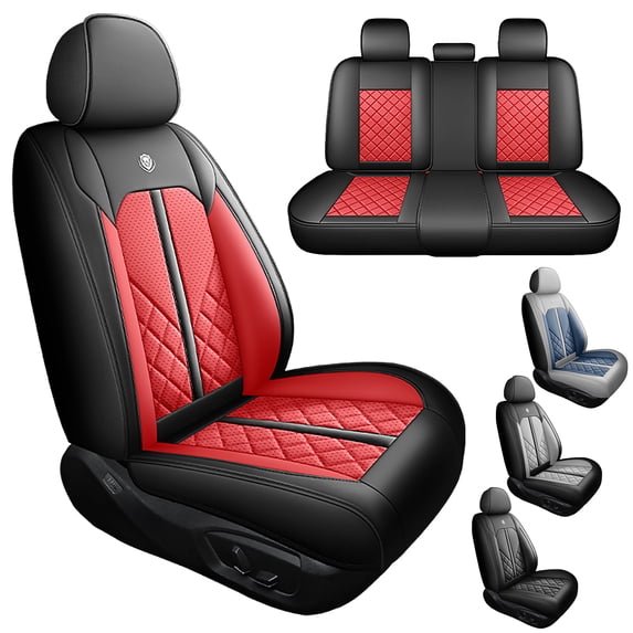 2014 Car Seat Cover for Chevrolet Impala limited , Perforated Breathable Leather Full Set of 5 Seats Waterproof & Wear-Resistant Protect and Upgrade Seats, Black and Red Car Seat Covers
