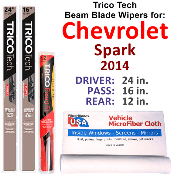 2014 Chevrolet Spark Beam Blade Wipers (Set of 3) w/Rear Wiper