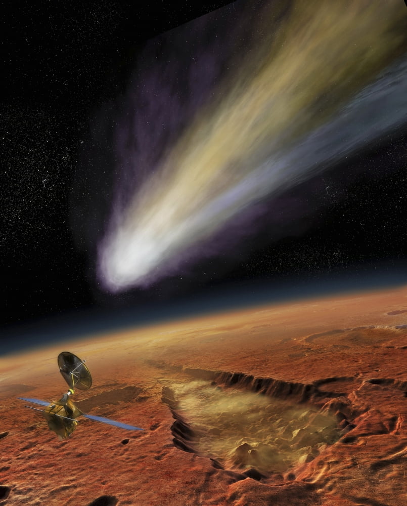 2014 Comet over Aromatum Mars Canvas Art - Steven HobbsStocktrek Images (26 x 32)