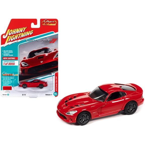 2014 Dodge Viper SRT Adrenaline Red "Classic Gold Collection" Ltd Ed to 8956 pcs 1/64 Diecast Model Car by Johnny Lightning