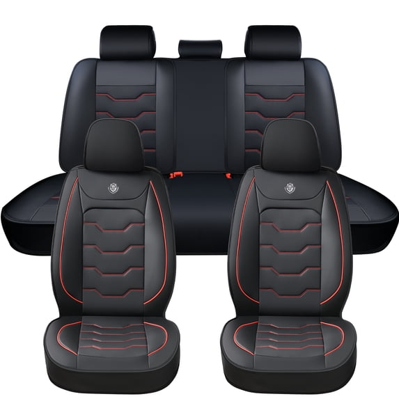 2014 for FORD ESCAPE Car Seat Cover, Waterproof Leather 5 Seats Full Set Easy to Clean and Install Beautify Interior, Red Lines Car Seat Covers, Airbag-Compatible