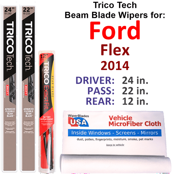2014 Ford Flex Beam Blade Wipers (Set of 3) w/Rear Wiper