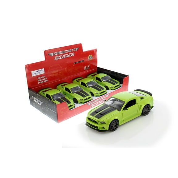 2014 Ford Mustang Street Racer Hard Top, Green w/Black Stripes - Showcasts 37506 - 1/24 Scale Car