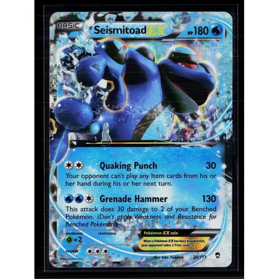 Pokemon Trading Card 2014 Furious Fists Seismitoad EX Holo Rare #20/111