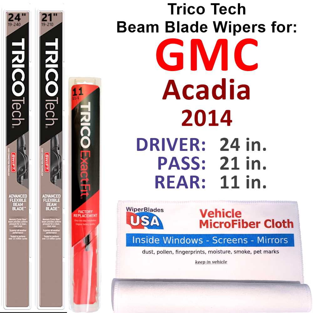 2014 GMC Acadia Beam Blade Wipers (Set of 3) w/Rear Wiper