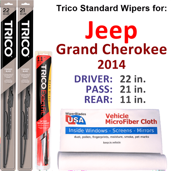 2014 Jeep Grand Cherokee Wiper Blades (Set of 3) w/Rear Wiper