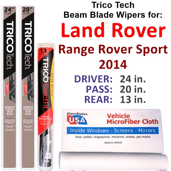 2014 Land Rover Range Rover Sport Beam Blade Wipers (Set of 3) w/Rear Wiper
