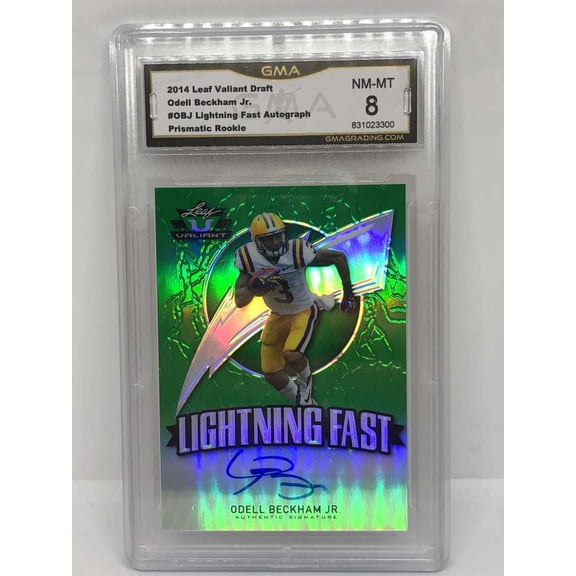 2014 Leaf Valiant Draft Lightning Fast Prismatic Autograph #OBJ Odell Beckham LSU Tigers RC Rookie Card GMA 8