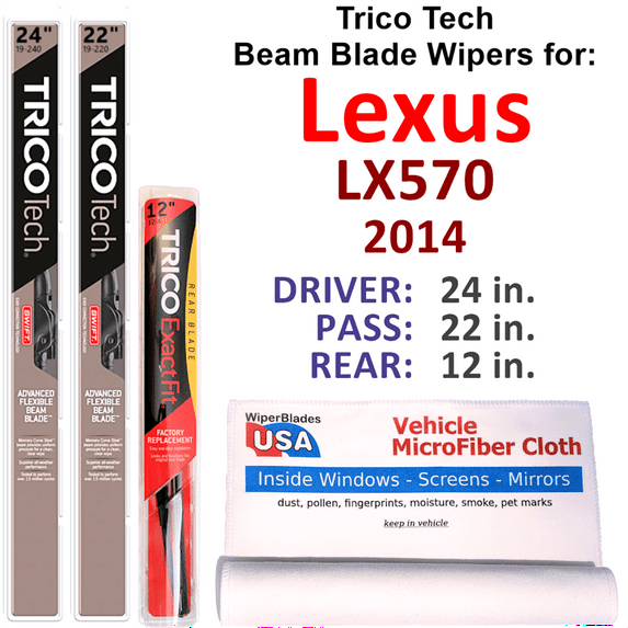 2014 Lexus LX570 Beam Blade Wipers (Set of 3) w/Rear Wiper