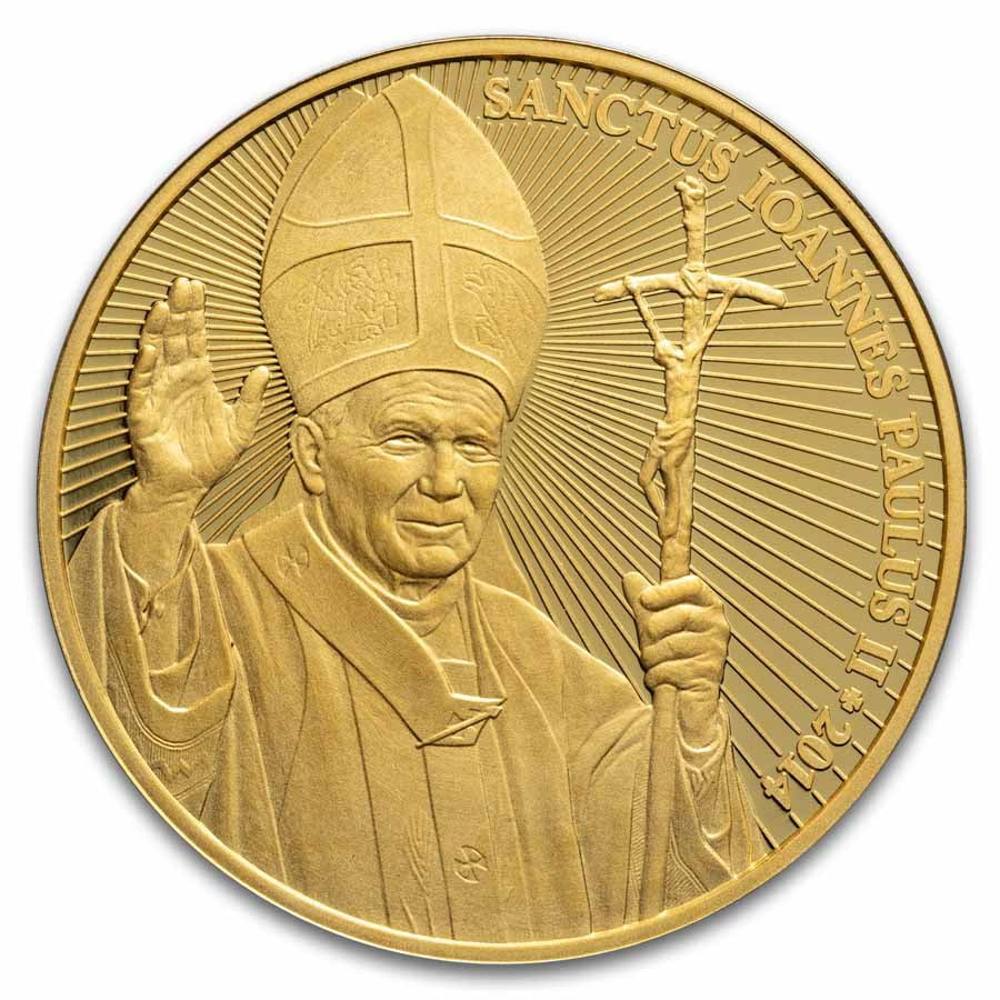 2014 Lithuania 1 oz Proof Gold Pope John Paul II 1993 Visit Medal ...