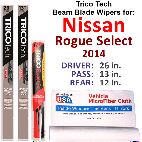 2014 Nissan Rogue Select Beam Blade Wipers (Set of 3) w/Rear Wiper