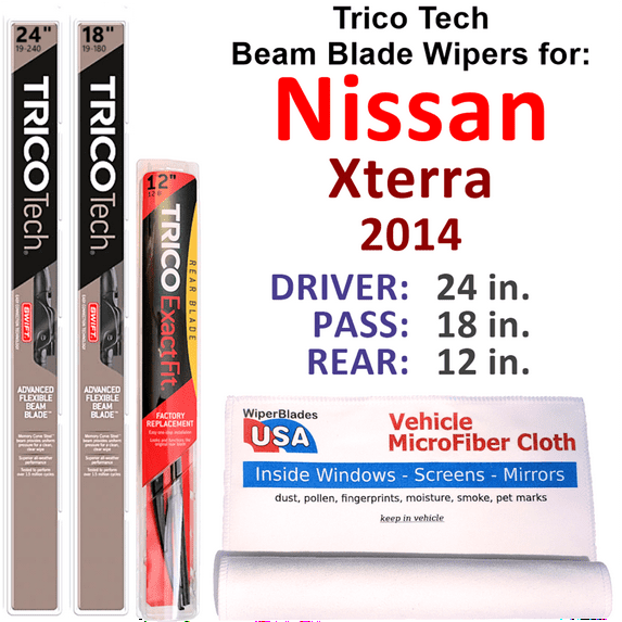 2014 Nissan Xterra Beam Blade Wipers (Set of 3) w/Rear Wiper