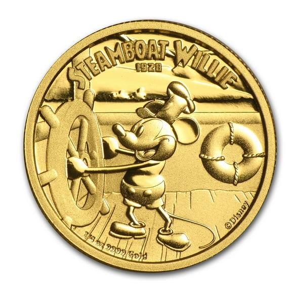 2014 Niue 1/4 oz Proof Gold $25 Disney Steamboat Willie