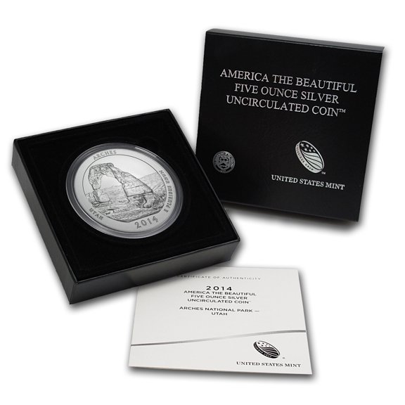 2014-P 5 oz Silver ATB Arches (w/Box & COA)