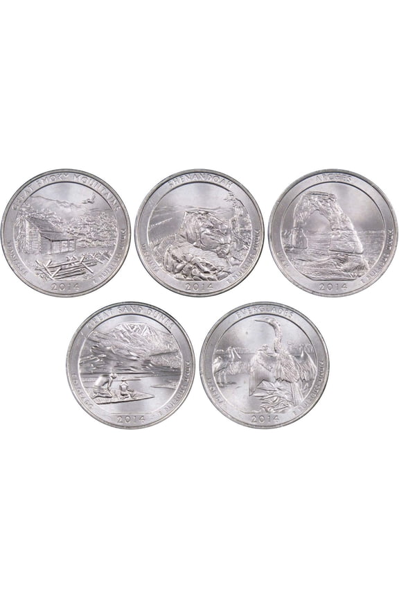 2014 P National Park Quarter 5 Coin Set Uncirculated Mint State 25c Collectible