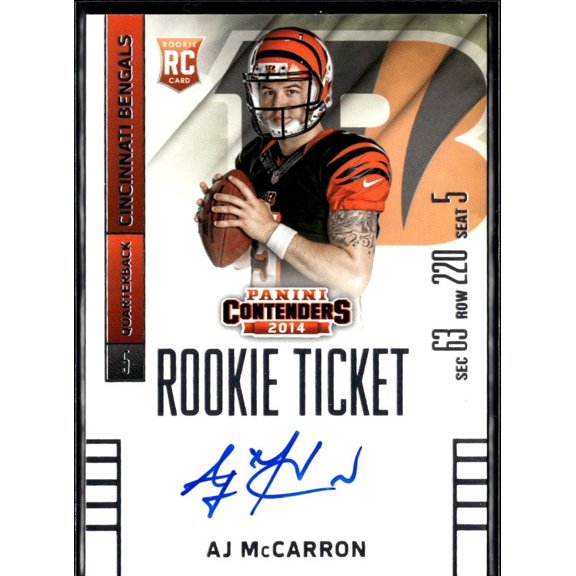 2014 Panini Contenders AJ McCarron #202 RC Auto Football Card Cincinnati Bengals