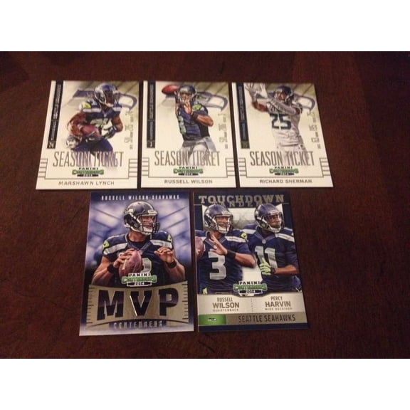 2014 Panini Contenders w INSERT(S) Seattle Seahawks Team Set 5 Cards Sherman Russell Wilson Lynch