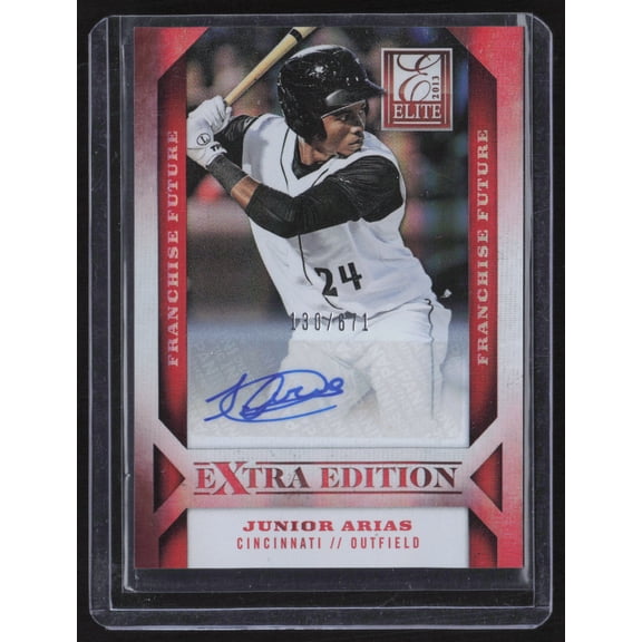 2014 Panini Elite Extra Edition Junior Arias Cincinnati Reds #70 130/671 Autographed Baseball Card