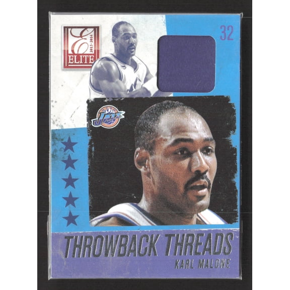 2014 Panini Elite Throwback Threads Karl Malone #37 Utah Jazz Game-Worn Material Basketball Card