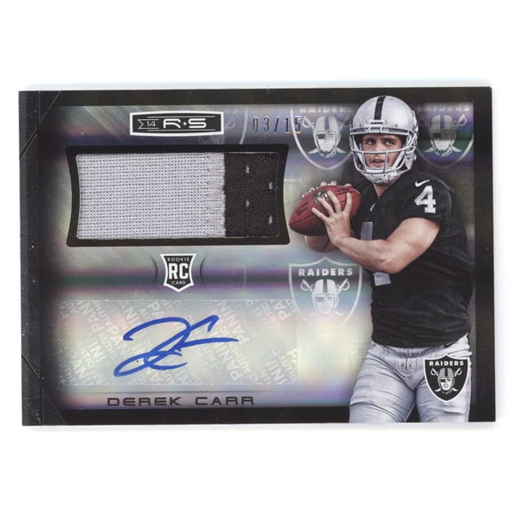 2014 Panini Rookies and Stars Derek Carr #RM-DC Rookie Material Signature /15 RC