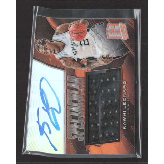 2014 Panini Spectra Spectacular Swatches Signatures Kawhi Leonard #19 /20 Signature Memorabilia Game-worn material