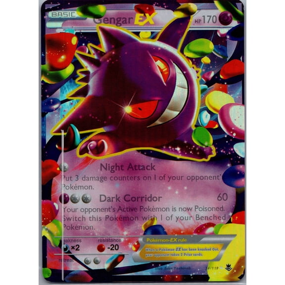 2014 Phantom Forces Gengar EX Holo Rare #34/119 English Pokemon Card