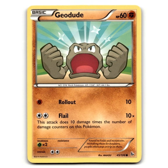 2014 Pokmon TCG XY Geodude Regular Common #45 English Moderately Played Trading Card