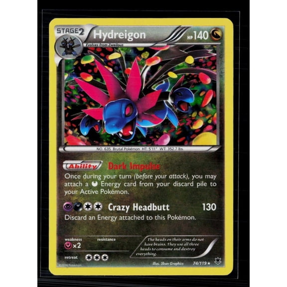 2014 Pokemon Phantom Forces Hydreigon Holo Rare #74/119 English