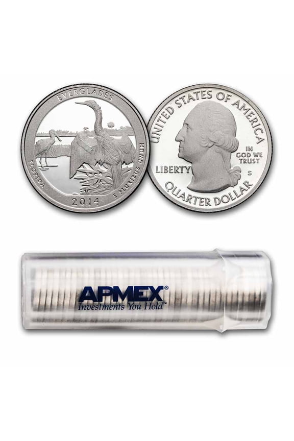 2014-S ATB Quarter Everglades National 40-Coin Roll PR (Silver)