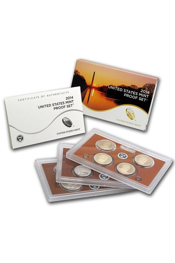 2014 Proof Set - U.S. Mint 14-Coin Clad Set - ATB Quarters & Presidential Dollars - Includes COA & OGP