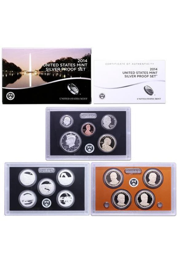 2014 Silver Proof Set - U.S. Mint 14-Coin Set - Includes Silver ATB Quarters & Presidential Dollars