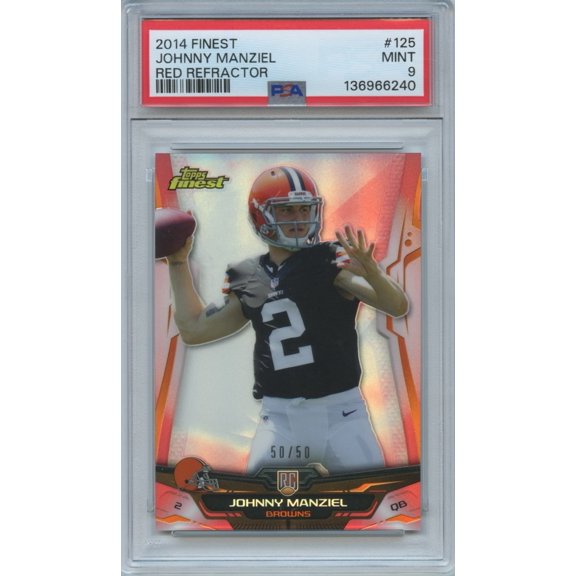 2014 Topps Finest Johnny Manziel #125 Red Refractor Rookie PSA 9