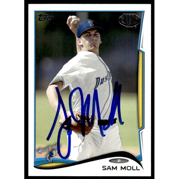 2014 Topps Pro Debut Sam Moll Auto Tri-City Dust Devils #198 Signed Baseball Card Autographed Baseball Trading Card