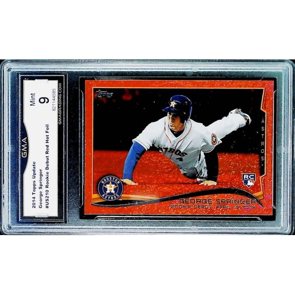 2014 Topps Update RED HOT FOIL #US-210 George Springer RC Rookie Houston Astros GMA 9 MINT