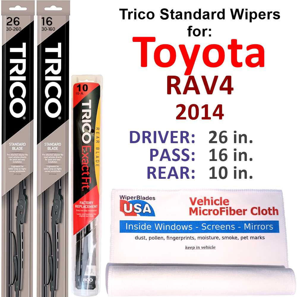 2014 Toyota RAV4 Wiper Blades Set of 3 w Rear Wiper