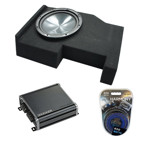 2014 - 2018 Chevy Silverado Crew Cab Harmony HA-R124 Single 12 Sub Box CXA4001 Amp