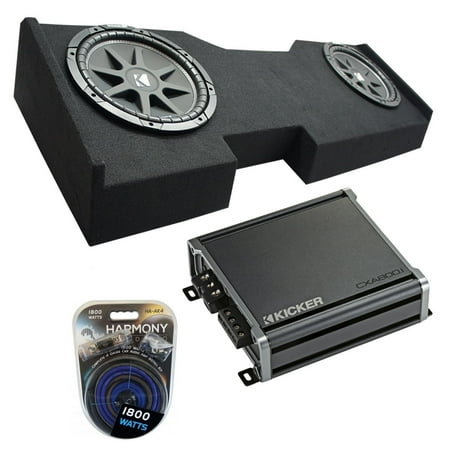 2014-2018 Chevy Silverado Crew Cab Kicker Comp C12 Dual 12" Sub Box CXA800.1 Amp