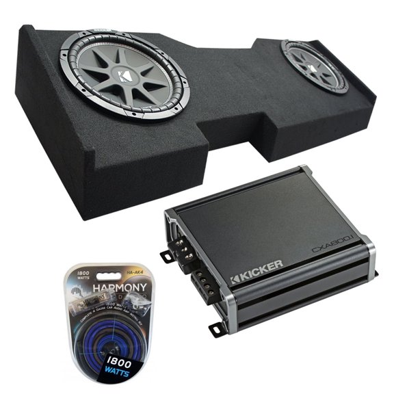 2014 - 2018 GMC Sierra Crew Cab Kicker Comp C10 Dual 10" Sub Box CXA800.1 Amp